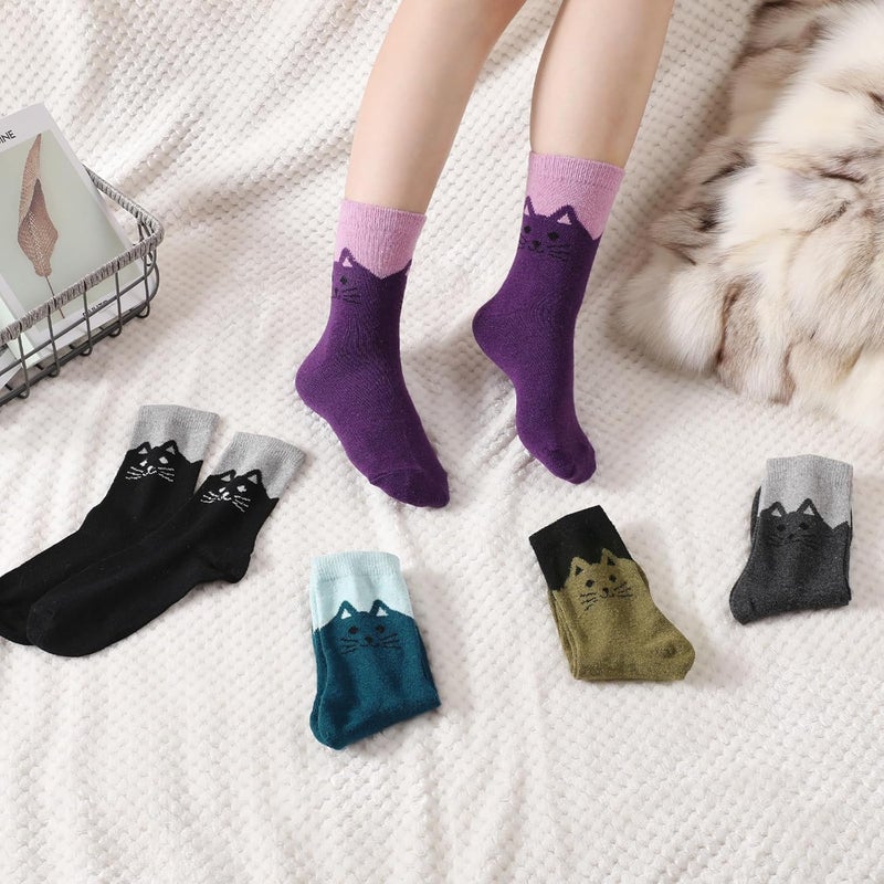 Pleneal Wool Socks for Women - Womens Wool Socks Winter Warm Cozy Knit Sock for Women Men - Image 4